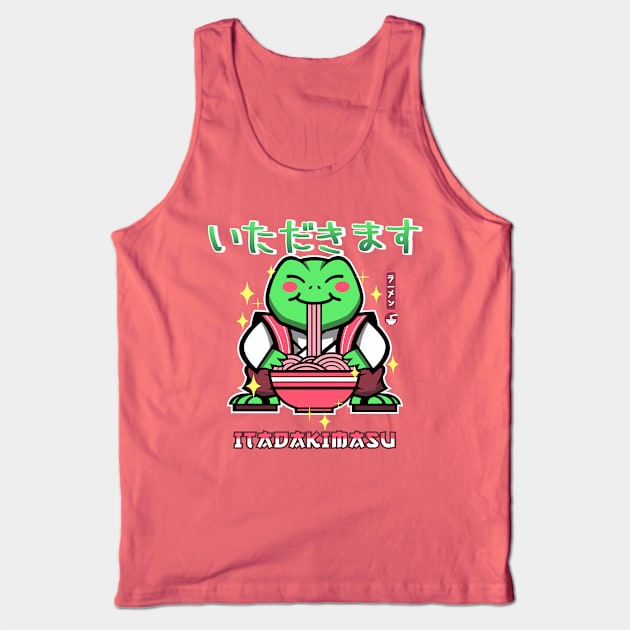 Kawaii Frog Eating Ramen Tank Top by inkonfiremx